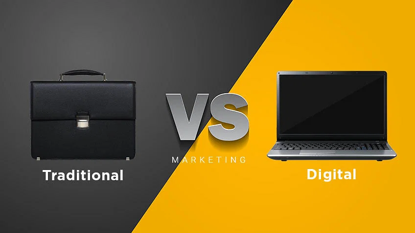 image of executive bag and laptop showing the digital versus traditional differences 